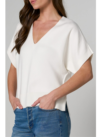 LIVERPOOL STYLE  - Short Sleeve V-Neck Dolman Popover whipped cream
