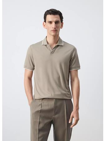 MANGO - Plain Polo With Contrast Details BEIGE