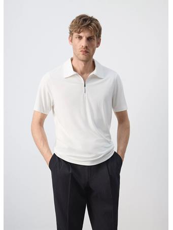 MANGO - Regular Fit Zip Polo WHITE