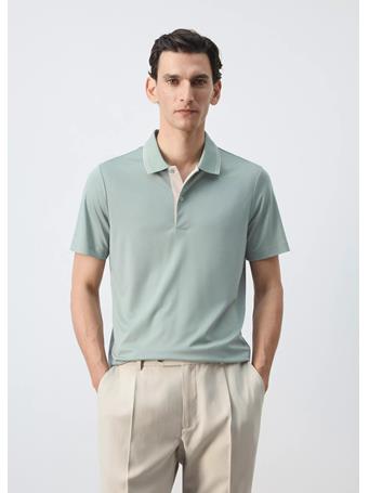 MANGO - Slim Fit Polo With Neck Detail GREEN