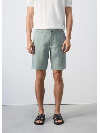 MANGO - Slim-fit 100% Linen Bermuda Shorts GREEN
