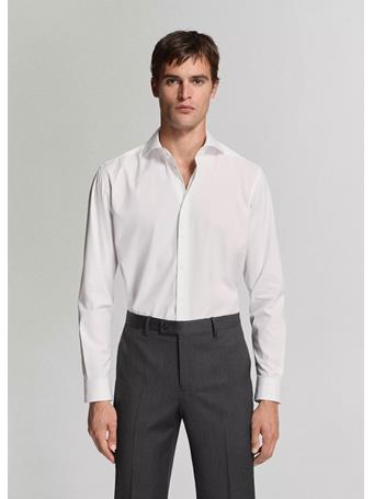 MANGO - Slim-fit Cotton Poplin Suit Shirt WHITE