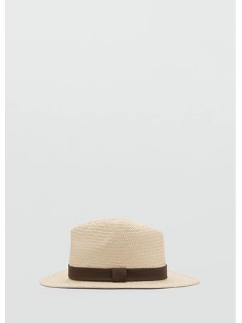 MANGO - Natural Fiber Bow Hat BEIGE