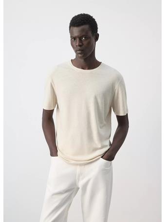 MANGO - Linen Blend Slim Fit T-shirt BEIGE