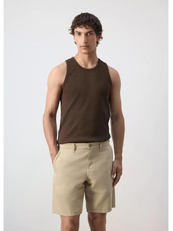 MANGO - Slim-fit Cotton Tank Top LT BROWN