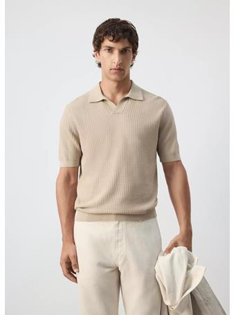 MANGO - Knitted Polo Structure Polo BEIGE