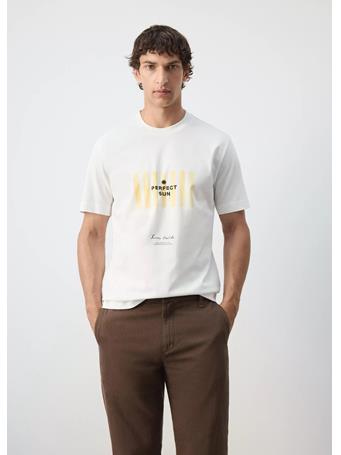 MANGO - 100% Cotton Printed T-shirt WHITE
