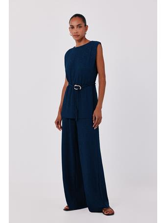 CORTEFIEL - Satin Pants DARK BLUE