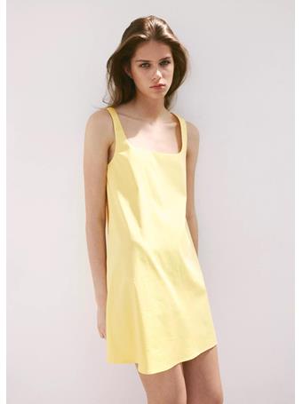 MANGO - Flared Cotton Dress Light/Pastel Yellow