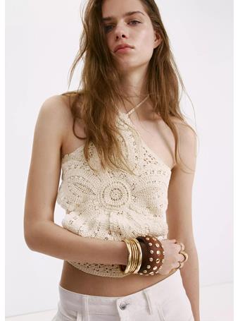 MANGO - Crochet Floral Top Light Beige