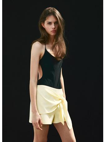 MANGO - Straight Shorts With Tie Detail Light/Pastel Yellow