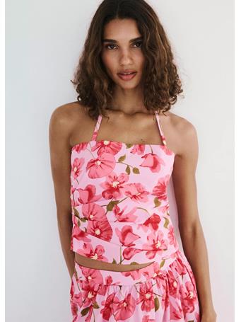 MANGO - Floral Halter Neck Top Pink