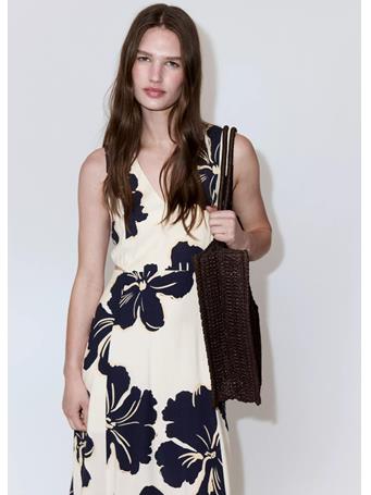 MANGO - Floral Print Cut-out Dress Light Beige