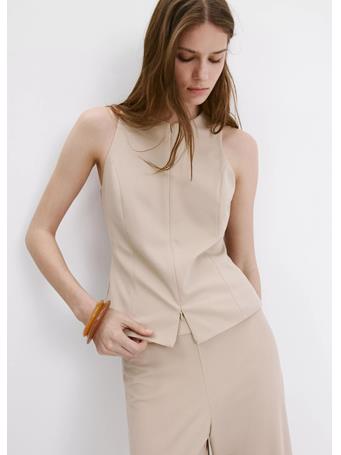 MANGO - Zipper Fitted Waistcoat Light/Pastel Brown