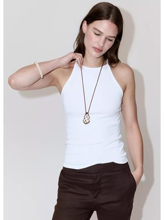 MANGO - Halter Cotton Top White