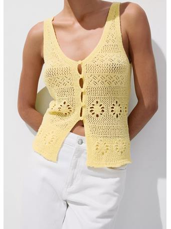 MANGO - Crochet Buttoned Gilet Yellow