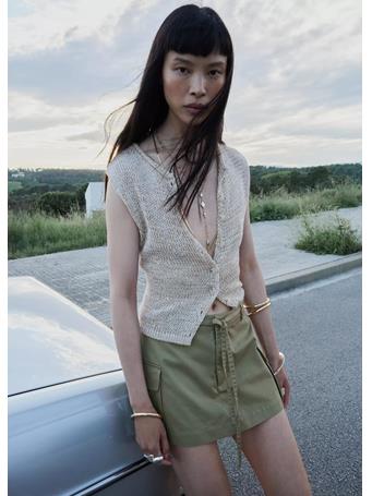 MANGO - Cargo Culottes With Pockets Beige/Khaki