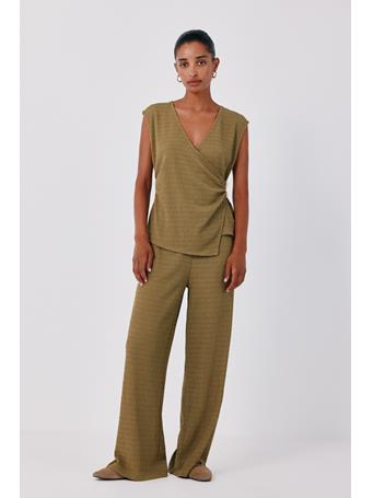 CORTEFIEL - Wide-Leg Knit Trousers GREEN