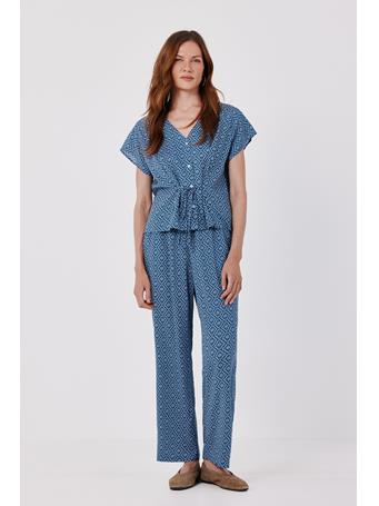 CORTEFIEL - Printed Flowy Trousers BLUE PRINT