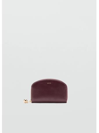 MANGO - Medium Wallet With Mini-bead Embellishment Dark Red