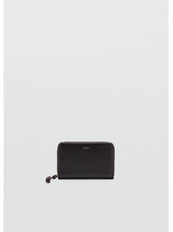 MANGO - Small Wallet With Saffiano Effect Dark Brown