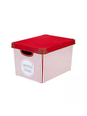 KENNEDY INTERNATIONAL - Red Plastic Christmas Storage Stripe Design NOVELTY