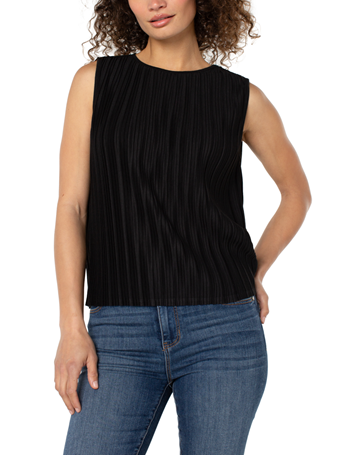 LIVERPOOL JEANS - Pleated Knit Top BLACK