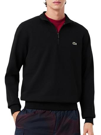 LACOSTE - High Neck Zipped Fleece Sweatshirt BLACK