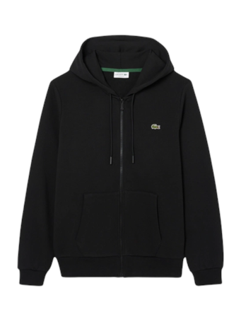 LACOSTE - Classic Fit Zipped Fleece Sweatshirt BLACK