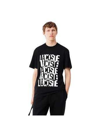 LACOSTE - Printed Cotton T-shirt BLACK