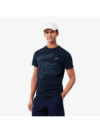 LACOSTE - Ultra Dry Crocodile Print Sport T-shirt NAVY