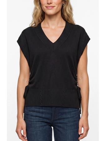 LIVERPOOL - V-neck Dolman Sweater with Ties black