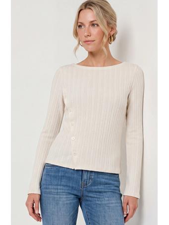 LIVERPOOL - Long Sleeve Boat Neck Knit Top bone