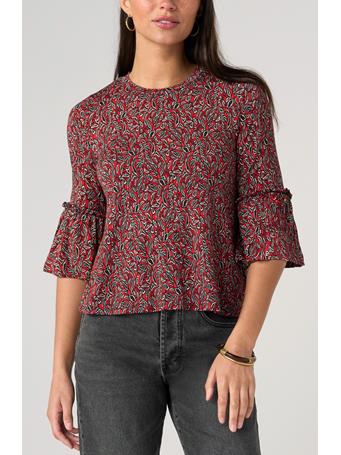 LIVERPOOL - Flared Half Sleeve Knit Top red/black multi