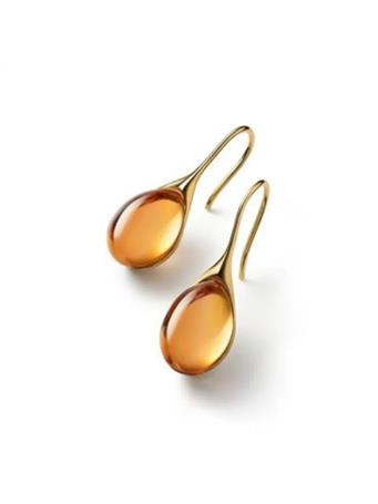 YIWU NIHAO JEWELRY  - Simple Style Water Droplets Oval Alloy Earrings AMBER