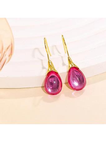 YIWU NIHAO JEWELRY  - Simple Style Water Droplets Oval Alloy Earrings FUSHIA