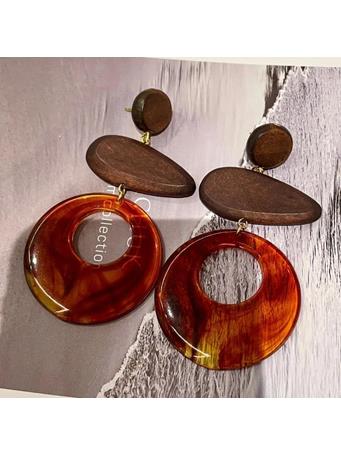 YIWU NIHAO JEWELRY  - Geometric Chinoiserie Tiger Eye Earrings With Tassel Design AMBER