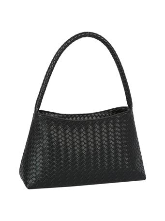ANARCHY STREET - Faux Leather Woven Shoulder Bag BLACK