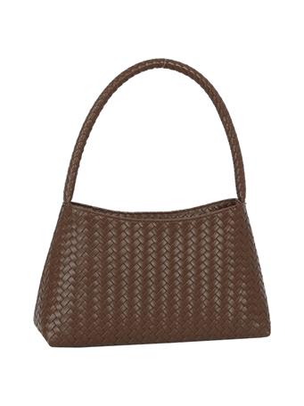 ANARCHY STREET - Faux Leather Woven Shoulder Bag DK BRWN