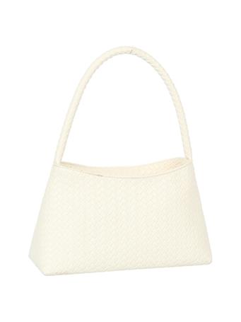 ANARCHY STREET - Faux Leather Woven Shoulder Bag CREAM
