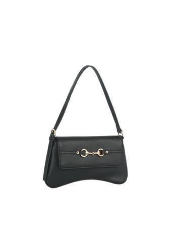 ANARCHY STREET - Horsebit Curved Baguette Shoulder Bag BLACK