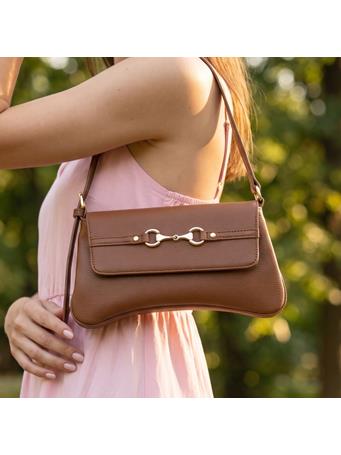 ANARCHY STREET - Horsebit Curved Baguette Shoulder Bag BROWN