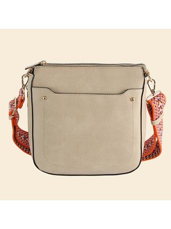 ANARCHY STREET - Boho Strap Faux Leather Crossbody Messenger Bag BEIGE