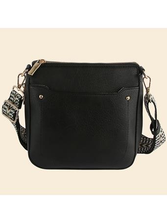 ANARCHY STREET - Boho Strap Faux Leather Crossbody Messenger Bag BLACK