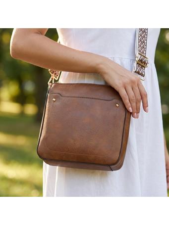ANARCHY STREET - Boho Strap Faux Leather Crossbody Messenger Bag BROWN