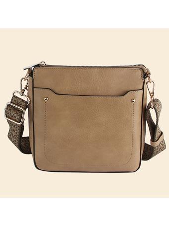 ANARCHY STREET - Boho Strap Faux Leather Crossbody Messenger Bag TAN