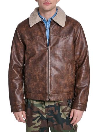 LEVI's - Men's Faux Leather Zip-front Jacket CARAMEL