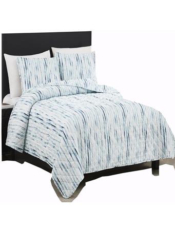 RT HOME - Melrose Kyle 3-Piece Stitched Quilt WHITE/BLUE