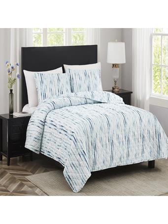 RT HOME - Melrose Kyle 3-Piece Stitched Quilt  WHITE/BLUE