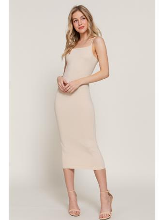 ACTIVE BASIC - Straight Neck Spring Sweater Dress CREAM